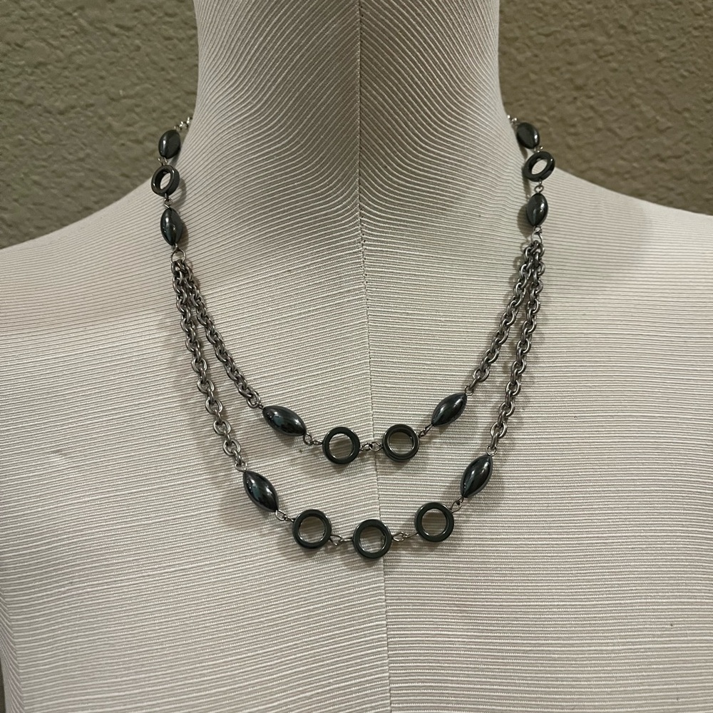 J. Jill sterling silver two strand necklace.
